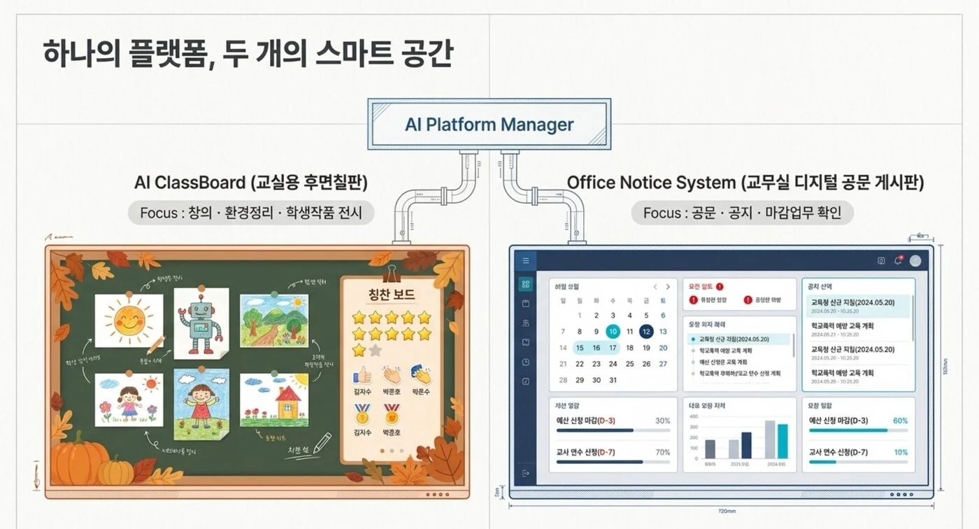 AI ClassBoard — 교실 후면칠판과 교무실 디지털 공문 게시판을 통합 관리하는 스마트 스쿨보드